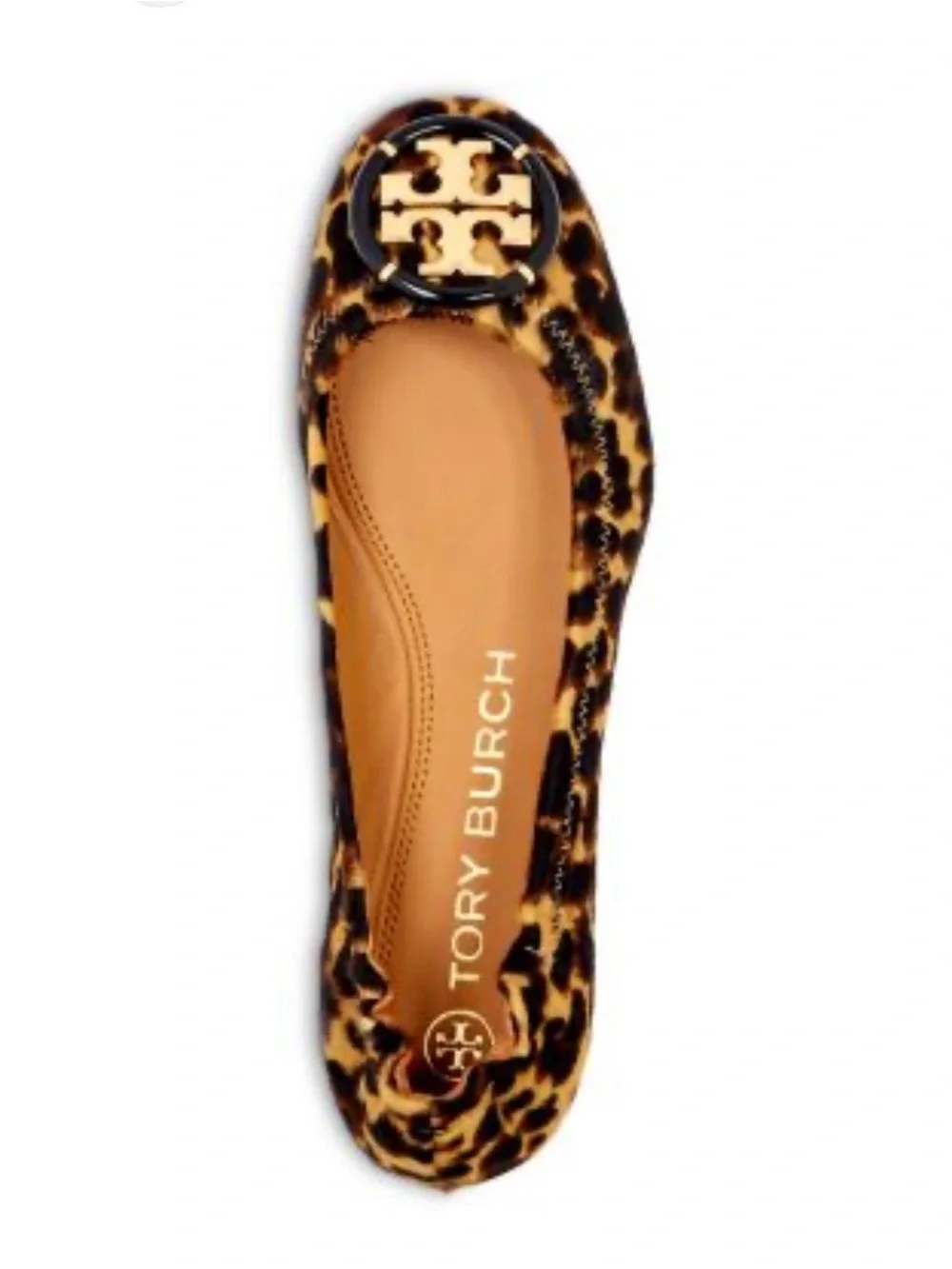 NEW! Tory Burch Minnie Leopard Calf Hair Ballet Flats Logo Size 6